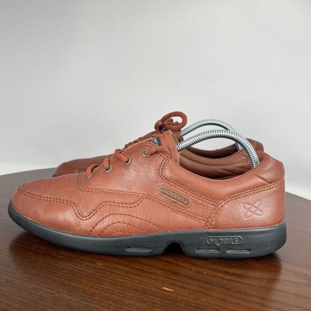Ecco Mobile Shoes Women's 40 / 9 Brown Leather Lace Up Comfort Low‎ Top Sneaker
